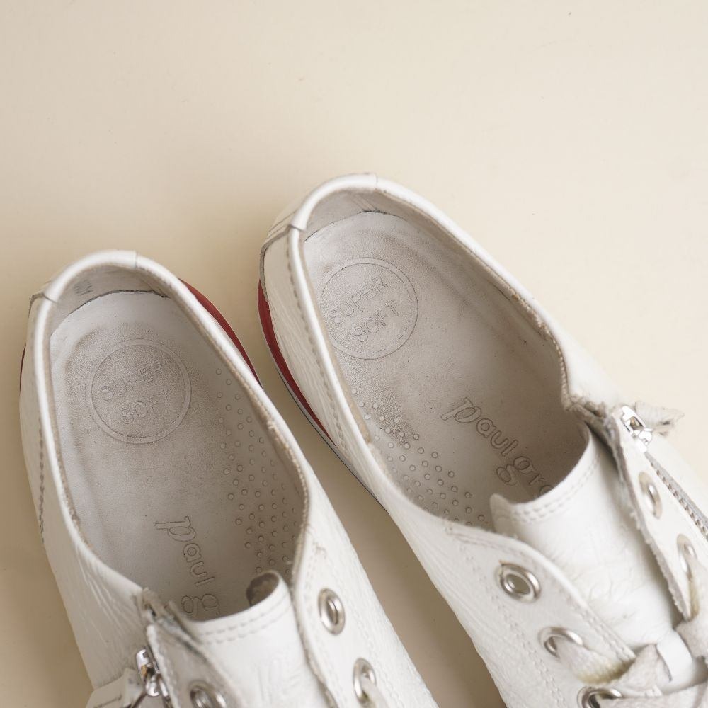 Paul Green White Leather Sneakers with Red and Blue Accent - Picture 7 of 9